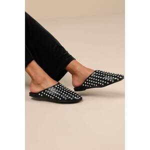 Lulus Calley Black Rhinestone Slides - Size 8